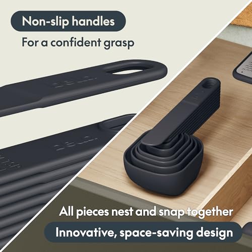 bella 9 Pc Nested Measuring Cup & Spoon Set, BPA & BPS-free nylon, Slate - color: Slate