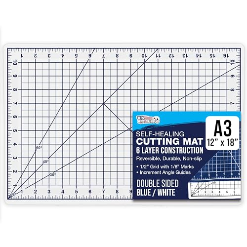 U.S. Art Supply 12"x18" Self-Healing Cutting Mat 6-Ply White/Blue - color: White/Blue