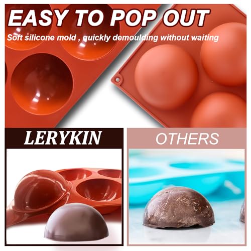 Lerykin 3 Pack Extra Large 5-Cavity Semi Sphere Silicone Molds, Half Sphere Baking Mold Non-Stick for Making Big Size Hot Chocolate Bomb, Jelly, Cake, Dome Mousse - color: 5-Cavity Extra Large (3 Pack)