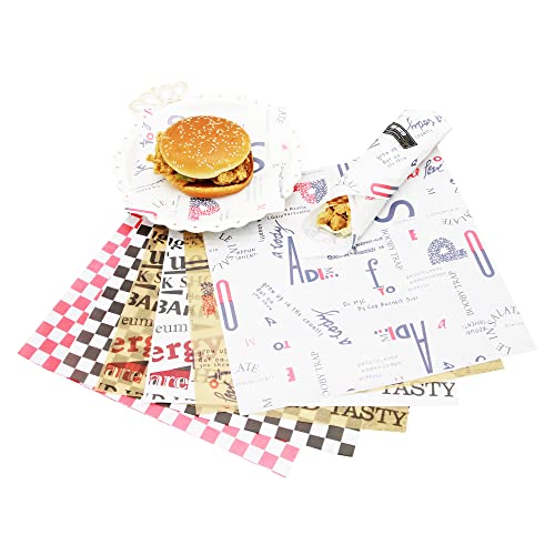 Premium Deli Paper 12"x12"- 200 Pack - Water & Grease Resistant, Greaseproof Liners for Food Boats - Pre Cut Deli Sandwich Wrappers - Food Basket Sheets for BBQ, Picnic, Tray Liner - color: White/Black Checkered