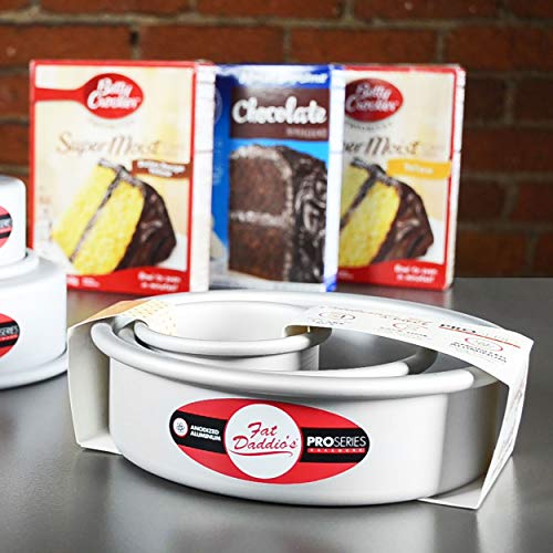 Fat Daddio's PRD-1BOX Anodized Aluminum One Box of Cake Mix Mini Tier Round Cake Pans, Set of 3, Silver - size: Set of 3, style: Sets