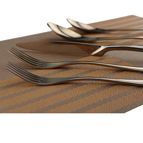 Cutlery Set Rose Gold, 5 Piece Rose Gold Plated Stainless Steel Silverware Flatware Sets, Service for 1 - size: 1-set-rose gold