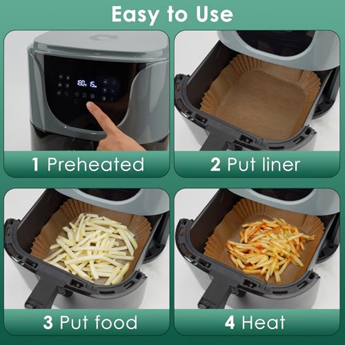Vailnd 100Pcs Small 4.7 Inch Square Air Fryer Liners Disposable for 1-2 Qt - size: 4.7 inch Square
