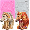 Horse Head Fondant Molds Cowboy Boot Silicone Mold Set Of 2 - color: Style S