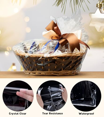 Yuiicaov 6PCS Extra Large Cellophane Bags, 30x40 Inches Clear Cellophane Wrap for Gift Baskets, Jumbo Huge Packaging Clear Gift Bags 2.8 Mil Thick (Pack of 3) - size: 1 count (Pack of 18)