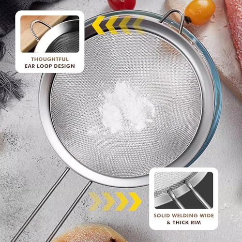 NileHome 3 Piece Stainless Steel Mesh Strainers,Silver(2.8"+4.6"+6.3") - color: 2.8"+4.6"+6.3"-Silver(Set of 3)