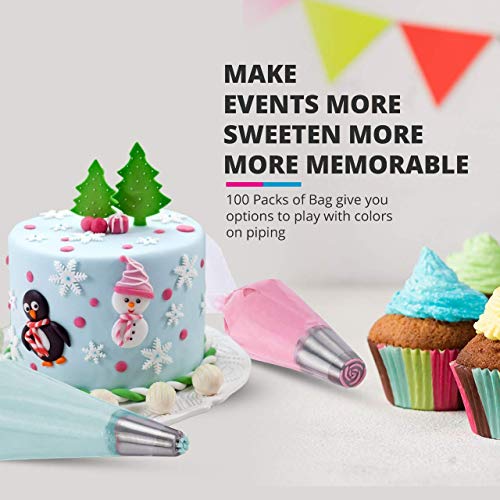Riccle Disposable Piping Bags 16 Inch - 100 Textured Anti Burst Pastry Bags - Icing Piping Bags for Frosting - Ideal for Cakes and Cookies Decoration - size: 16 Inch