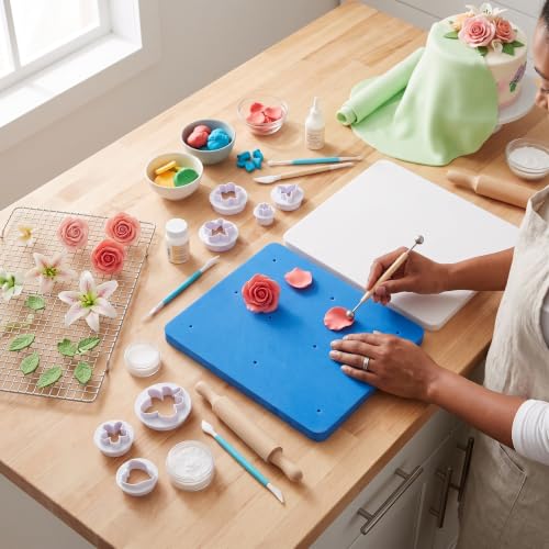 12-Hole Fondant Shaping Mat, 8x8 Inch Non-Stick 2-Pack
