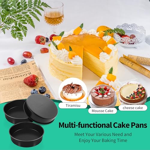 P&P CHEF 8 Inch Cake Pan Set of 3, Non-Stick Round Cake Pans - size: 8 Inch