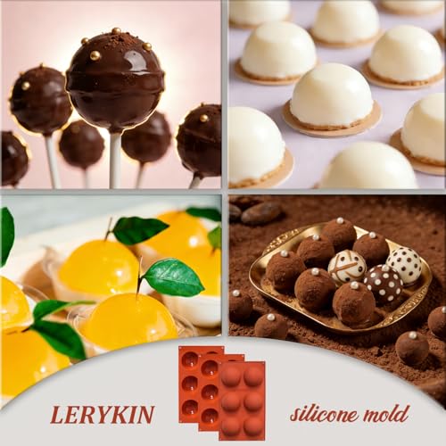 Lerykin 3 Pack Large 6-Cavity Semi Sphere Silicone Molds, Non-Stick Baking Mold for Making Standard Size Hot Chocolate Bomb, Cake, Jelly, Dome Mousse - color: 6-Cavity Large (3 Pack)