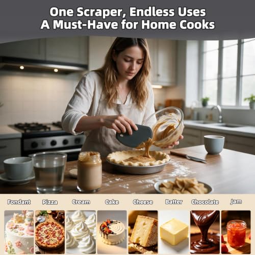 Silicone Dough Scraper with Metal Core Flexible Bowl Scraper Bread Baking - color: Dark Gray