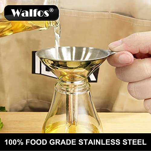 WALFOS Mini Stainless Steel Funnels, Multi-use Small Kitchen Funnel Set, for Transferring Liquid, Fluid, Essential Oils, Powder,Tiny Spices,Long-Lasting and Dishwasher Safe (3 in、2.2 in、1.7in) - color: 3pcs 3in+2.2in+1.7in Stainless Steel