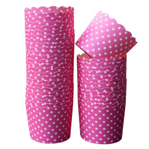 Paper Baking Cups (Polka Dots), Greaseproof Disposable Cupcake Liners (Pink, Large Cups (50-Pack)) - color: Pink