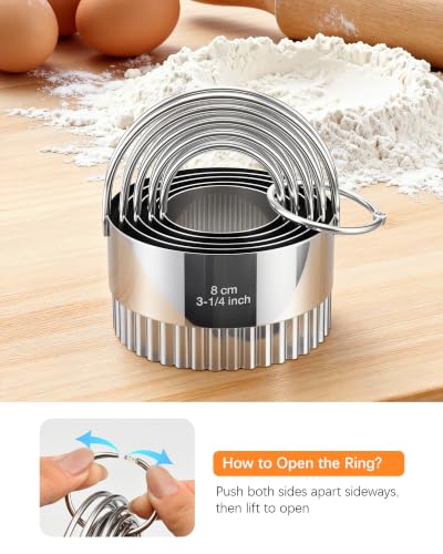 Biscuit Cutter Set with Handle, 5pcs Fluted Cookie Cutters - style: 5 Sizes - Wave