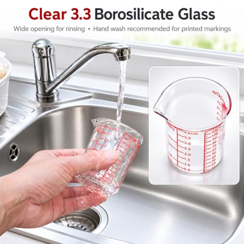 Ackers BORO3.3 4 oz/120 ml Glass Measuring Cup with V-Shaped Spout, 1 Count - size: 120 ML (4 Oz)-SINGLE
