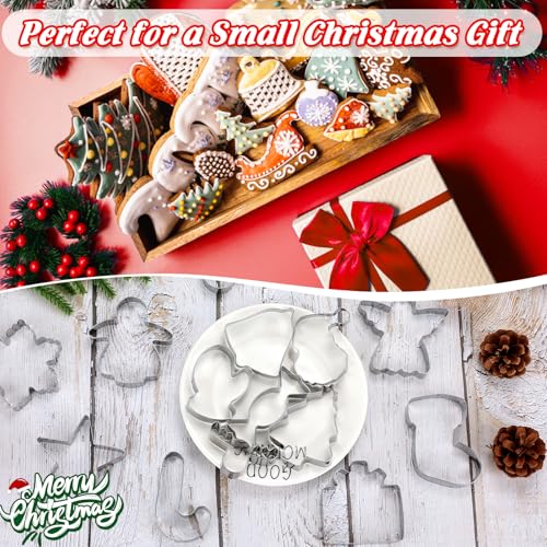 Christmas Cookie Cutters 15Pcs Winter Holiday Cookie Cutter Set Stainless Steel Metal Biscuit Cutters for Baking with Snowflake, Winter Glove, Snowman, Star for Christmas Party Biscuit Baking Molds - style: 15Pcs Christmas Cookie Cutters