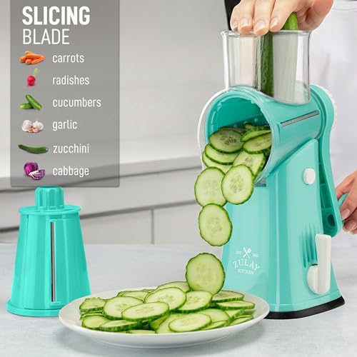Rotary Cheese Grater Hand Crank, Vegetable Shredder - Teal - color: 21 - Teal