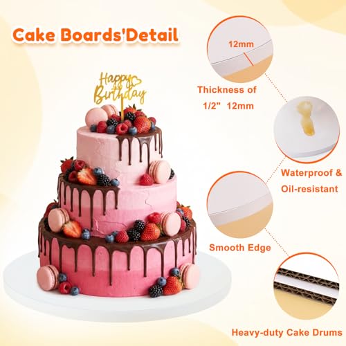 12PCS Cake Boards 12 inch Round, 1/2" Thick White Cake Drums - color: 1/2in-12pcs-12in