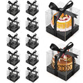 12 PCS Clear Cupcake Boxes 3.5 Inch Cupcake Containers (Black) - color: Black