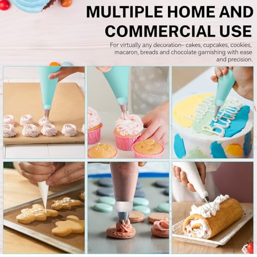HOTEC Piping Bags and Tips Set, 120 Pcs Cake Decorating Kit with 100pcs 12 Inch Disposable Pastry Bags, 1 Reusable Piping Bags, 12 Piping Tips, 3 Cake Scraper, 2 Couplers, 2 Bag Ties, Baking Supplies - size: 12inch 120pcs