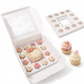 Bento Cupcake Boxes 5pcs,1 +12 Cupcakes,Scalloped Clear Window cake Boxes - size: 1+12/5pcs