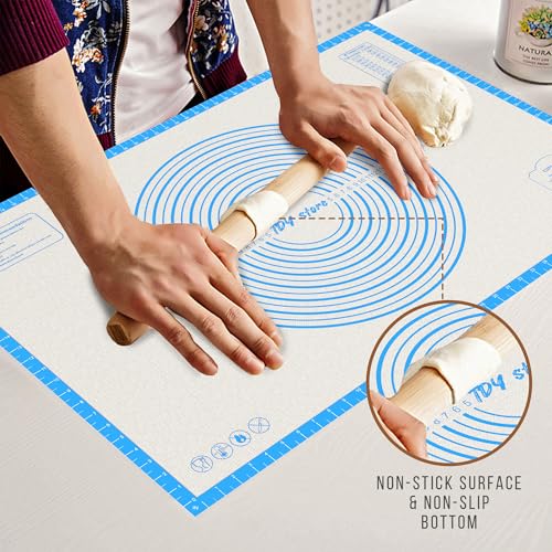 26 * 16 inches blue, Non-Slip Silicone Baking Sheets - Baking Mat with 0.7mm Thickness - Non-Stick Pastry & Cookie Mat for Kitchen Counter for Rolling Out Dough with Measurements. - color: Blue, size: 26"L x 16"W