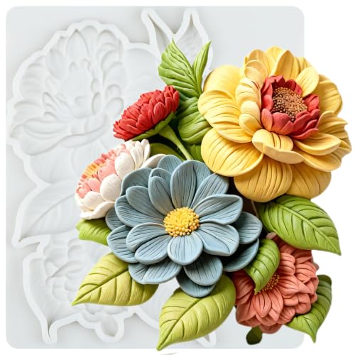 Flower Fondant Molds Peony Flower Silicone Chocolate Mold - color: Style 24