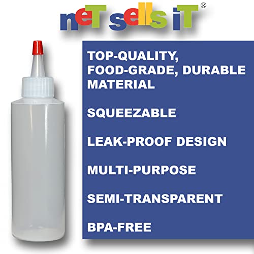 4 Pack 4 Oz Mini Squeeze Bottles - Food Grade Translucent BPA-Free LDPE w Yorker Cap for Arts, Crafts, Glue, Icing, Sauce, Condiments, Cake Decorating 120mL