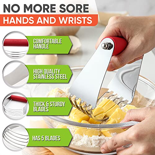 Spring Chef Large Dough Blender For Baking - Durable Pastry Blender - Red - color: Red, size: 4" Large