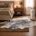 Faux Cowhide Rug 4'3"x5'7" - Gray Cow Print Rug, Washable, Non-Shedding - color: Grey, size: 4'4" x 5'8" (Medium)