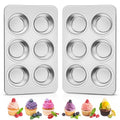 Homikit Stainless Steel Muffin Pans 6 Cups, 2 Pack Cupcake Pan Set Nonstick - size: 6 Cup