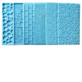 6 Pack Fondant Impression Mat Set Cake Decor Mold Set-Embossed Tree Bark/Flower/Cobblestone Texture Design Sugarcraft Decor Tool for Chocolate Cupcake Topper Wedding Cake(Blue)