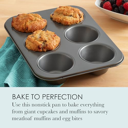 Chicago Metallic Professional 6-Cup Non-Stick Muffin Pan, Make up to 6 large muffins, cupcakes, quiches, egg cups, and more,14-Inch-by-10.25-Inch - size: 6-Cup, style: 6-Cup Muffin Pan