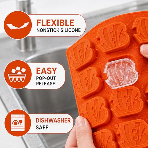 MasterPieces Game Day Set - FanPans NFL Cincinnati Bengals - Silicone Ice Cube Trays Two Pack - Dishwasher Safe - style: Cincinnati Bengals