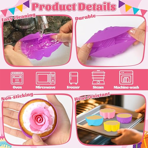 36 PCS Flower Shaped Baking Molds Silicone Food Grade Non Stick Mini Trays for Cupcakes Puddings Chocolates Must Have for Creative Kitchen Fun(6 Colors) - color: Daisy2