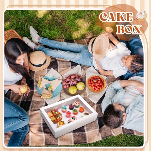 Sinload 1/4 Sheet Cake Box with Window and Board, White, 14x10x4 Inch - color: White, size: 14x10x4 Inch