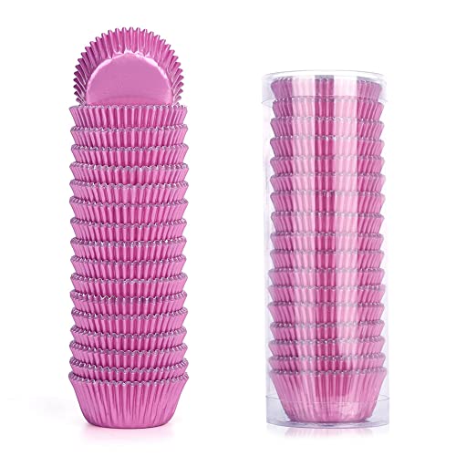 Mini Pink Foil Baking Cupcake Cases Muffin Cups 200 Count, Pink - color: Pink
