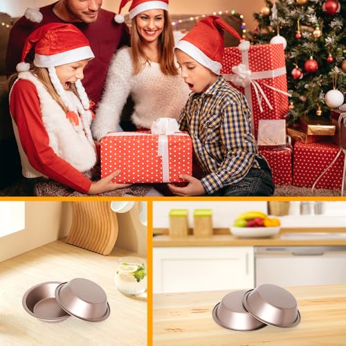 8 Pack Mini Pie Pans, 5 Inch Mini Pie Tins Gold Reusable Round Small Pie Pans, Carbon Steel Tart Pan Nonstick Small Pie Molds Quiche Tins Baking Set with Silicone Oil Brush & Scrubber - color: Gold 5-inch Set of 8