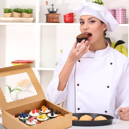 12 Count Cupcake Boxes, 4PCS Cupcake Container with Window and Inserts - color: Brown
