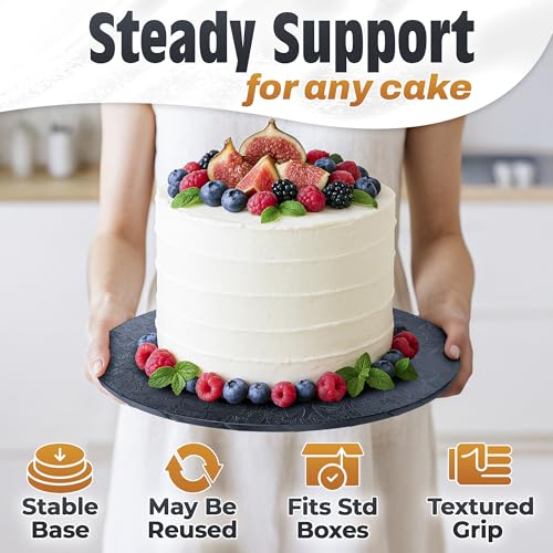 Black Cake Board 12 Inch, 0.5 Inch Thick, Round Cardboard Base