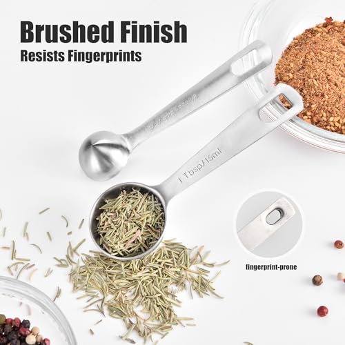 Doosu 18/8 Stainless Steel Measuring Spoons with Engraved Metric (Set of 9) - size: Set of 9