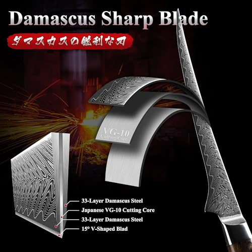 Dragon Creek Damascus Fillet Knife - Fish Vegetable Cutting - color: Walnut