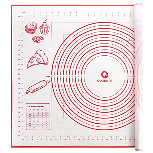 Extra Large Silicone Pastry Mat, Baking Mat with Measurement, Kitchen Counter Mat for Fondant, Rolling Dough, Pie Crust, Pizza and Cookies - Oven Liner Mat/Kneading Matts, 24" x 32", Red - size: 24"L x 32"W