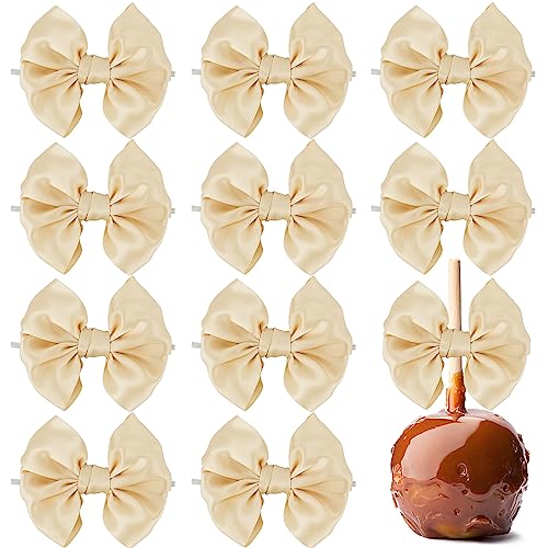 AIMUDI Champagne Satin Ribbon Twist Tie Bows for Treat Bags & Crafts - 3.5" Wedding & Bridal Shower Decor - 24 Counts - color: Champagne