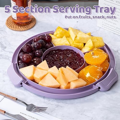 10in Plastic Cake Carrier with Handle, Round Cake Holder with Lid Pink Cake Container for 6in/8in/10in Cake(purple) - color: Purple