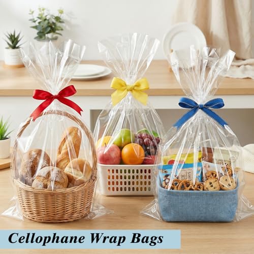 20PCS Clear Cellophane Gift Bags 16x24 Inch Small Gift Basket Wrap Bags - size: 20pcs 16x24 Inch