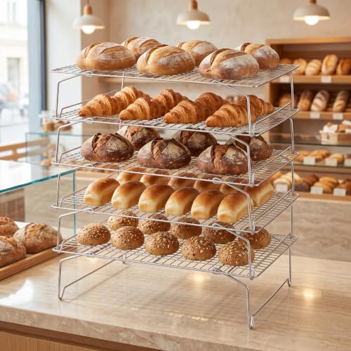 Leonyo 2-Tier Stackable Cooling Rack, 15 x10 Inch Wire Baking Racks - color: Silver