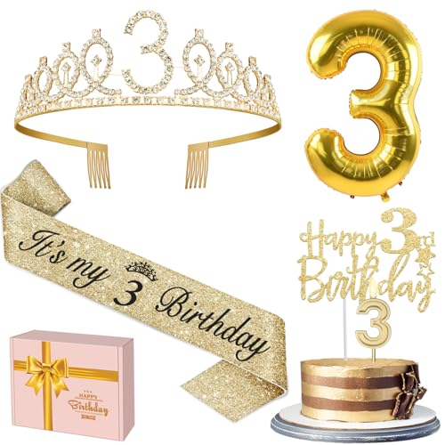 YeohJoy Gold 3rd Birthday Decorations for Girls - style: 3rd