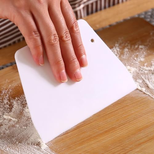 8 Pcs Dough Scraper Bowl Scraper, 4 Colors Flexible Plastic Bench Scraper, Food Safe Multipurpose Dough Cutter Scraper for Bread Dough Cake Fondant Icing Baking Cooking
