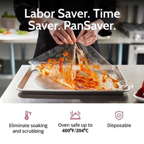 PanSaver Clear Sheet Pan Liners for Easy Clean Up - Disposable Buffet Pan Liners, Ovenable up to 400F (Bun Sheet Pan - 16 x 6 IN) - size: 16"L x 16"W